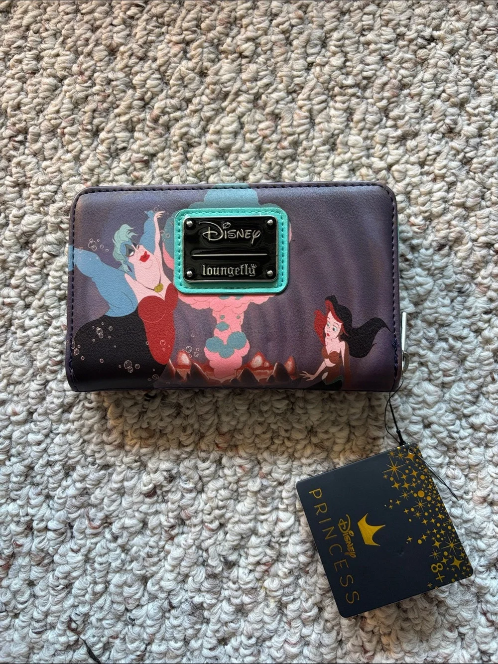 Loungefly Disney Wallet in Teal, Black & Coral Mermaid Design